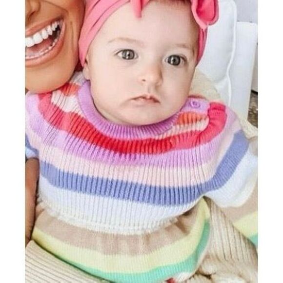 NEW GAP BabyGAP Infant 6-12 Months Overall Happy Stripe Sweater 1-piece - Picture 9 of 9